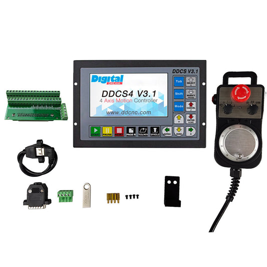 Special offer DDCSV3.1motion control system set 3-axis 4-axis cnc controller, emergency stop electronic handwheel support G code