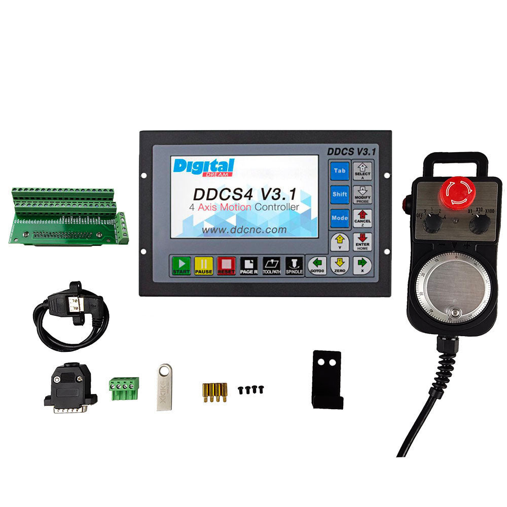 Special offer DDCSV3.1motion control system set 3-axis 4-axis cnc controller, emergency stop electronic handwheel support G code 75W24V